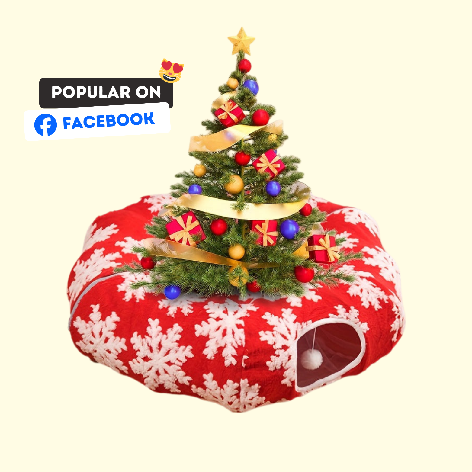 Christmas Cat Tunnel Bed