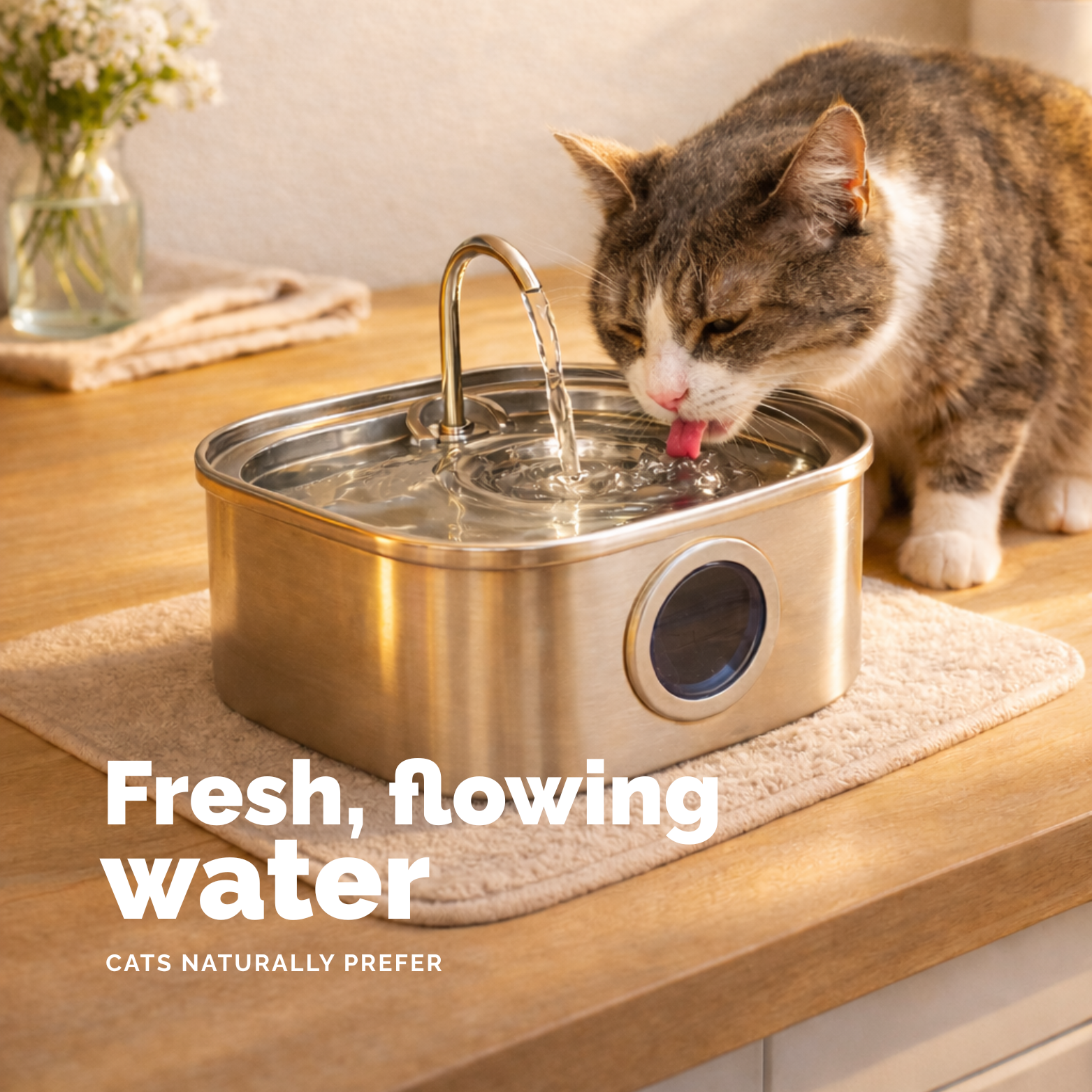 Stainless Steel Cat Water Fountain (3.2L)