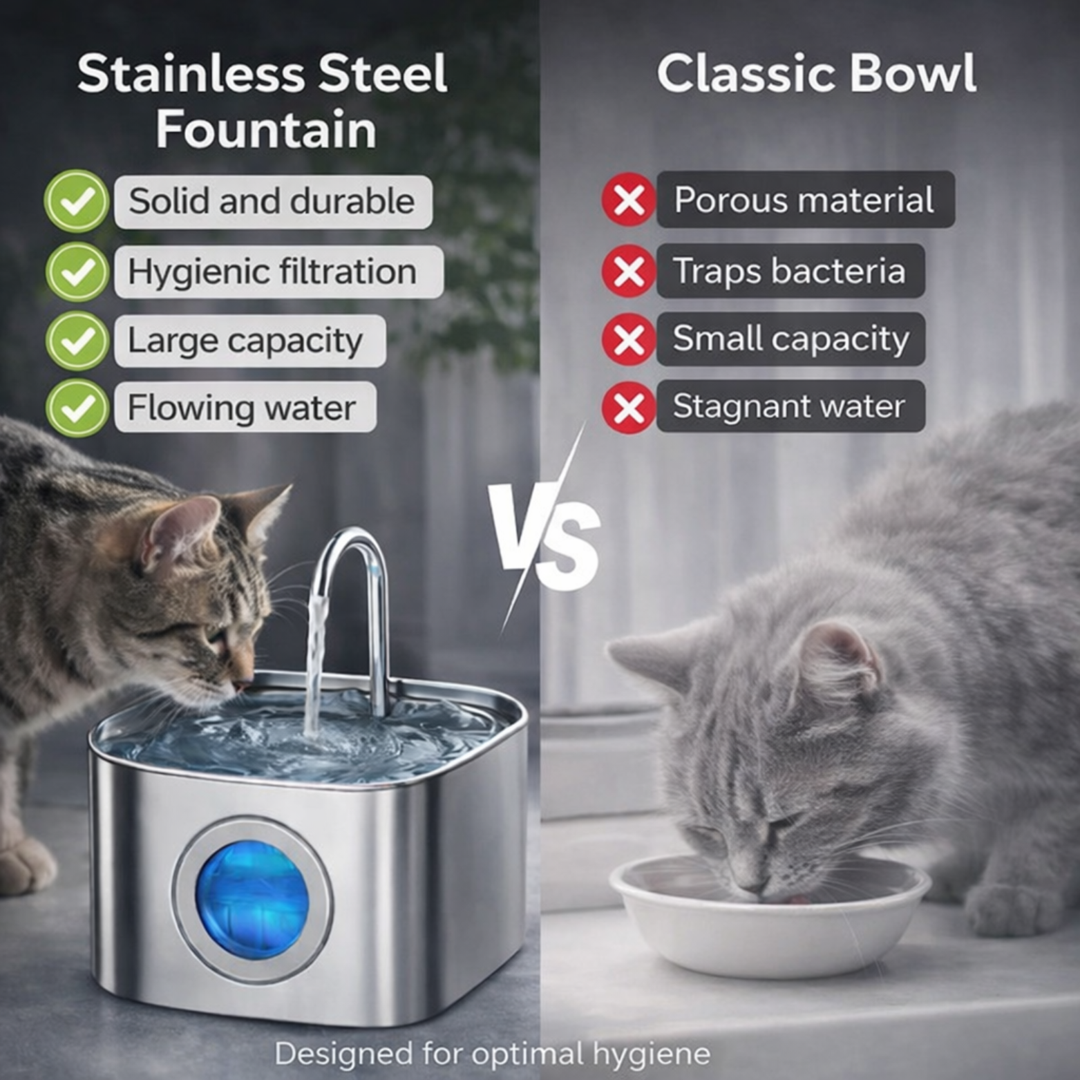 Stainless Steel Cat Water Fountain (3.2L)